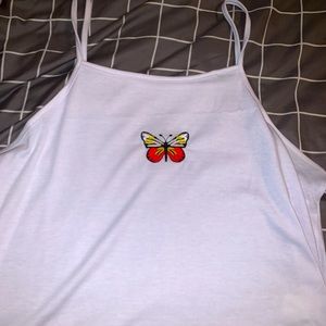 White butterfly tank top
